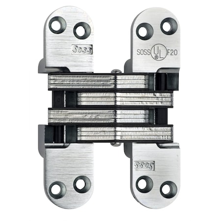 Soss 1-1/8in x 4-5/8in Heavy Duty Invisible Spring Hinge for 1-3/4in Doors Bright Brass Finish 218ICUS3
