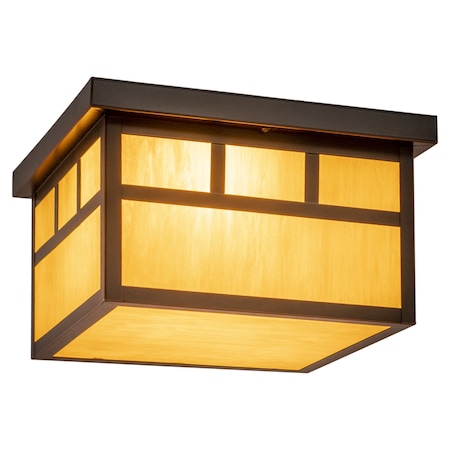 Vaxcel Mission Bronze Square Outdoor Flush Mount Ceiling Light Honey Glass OF37211BBZ