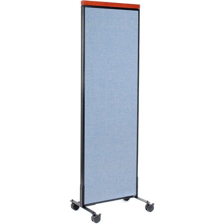Global Industrial Interion Mobile Deluxe Office Partition Panel, 24-1/4"W x 76-1/2"H, Blue 694966MBL