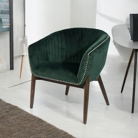 Homeroots 28" Green And Brown Velvet Arm Chair 576849