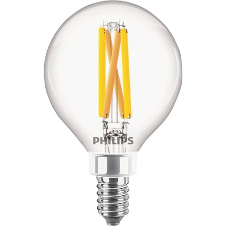 Signify Ultra Definition 60W Equivalent Soft White G16.5 Candelabra LED Decorative Light Bulb, 2PK 573329