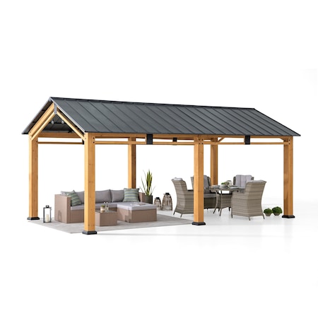 Sunjoy 20 ft. x 11 ft. Hanover Cedar Wood Carport A110000940