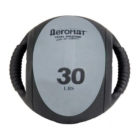 Aeromat Dual Grip Power Med Ball 9 in. Dia. 30 LB Black- Gray 35140