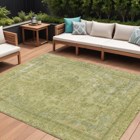 Homeroots 9' X 12' Fern Green And Sage Medallion Washable Indoor Outdoor Area Rug 616068