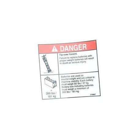 Genie REPLACEMENT DECAL-BATT.TRAY/WEIGHT-GS-4047 214867