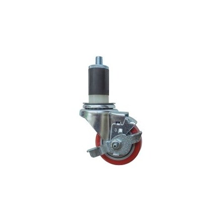 Service Caster 3.5'' SS Red Poly Swivel 1-1/4'' Expanding Stem Caster with Brake SCC-SSEX20S3514-PPUB-RED-TLB-114