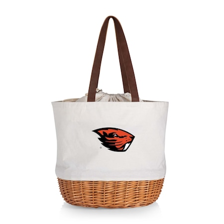 Picnic Time Family Of Brands NCAA Oregon State Beavers Coronado Canvas and Willow Basket Tote - Picnic Bag 203-00-187-484-0