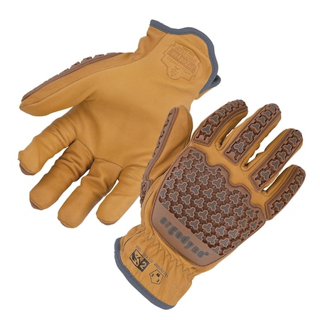 Ergodyne XL Brown Goatskin Leather CR Impact Gloves 713