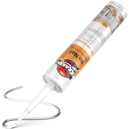Krakenbond Kraken Bond No Nail Heavy Duty Construction Adhesive, Polyurethane, Clear, 10.1 oz, 1 Pack KR510PA