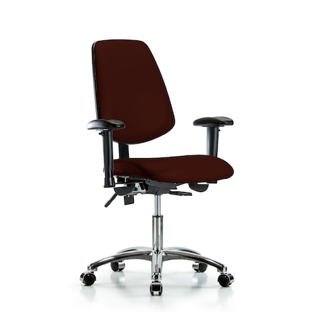 Blue Ridge Ergonomics Desk Chair Desk Chair, Vinyl, Med, Bk, Cast, Burg, Adjustable Arms, 18" to 23" Height, Vinyl, Burgundy BR-VDHCH-MB-CR-T1-A1-CC-8569