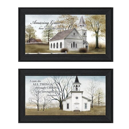 Homeroots Set Of Two Amazing Grace 3 Black Framed Print Wall Art, 2PK 406653