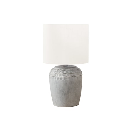 Monarch Specialties Lighting, 17"h, Table Lamp, Grey Ceramic, Ivory / Cream Shade, Contemporary I 9780