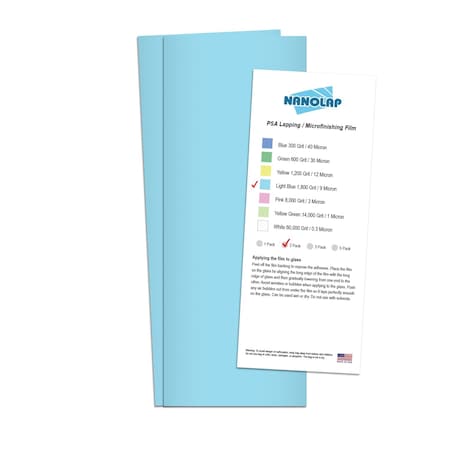 Nanolap PSA Lapping Film, 2 Pc 9 Micron (1,800 Grit), 4-0.25 in x 11 in Microfinishing Fine Sanding Paper 61569N