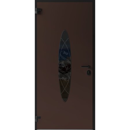 Vdomdoors Front Exterior Prehung Steel Door Ronex1277 Brown Entry Metal Modern Painted W36xH80 Right hand RONEX1277EXD-BRW-W36xH80-RH-I