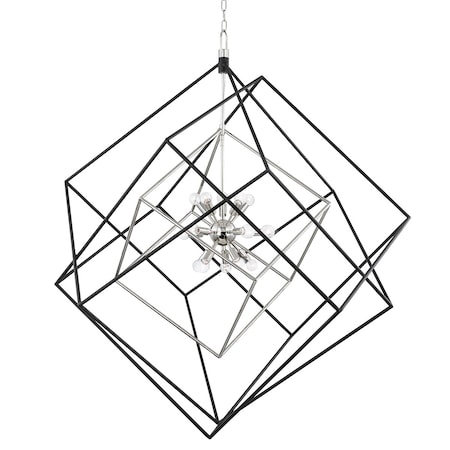 Hudson Valley Lighting Roundout 15 Light Chandelier 42 In. Polished Nickel/Black 1255-PN/BK