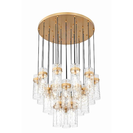 Z-Lite Fontaine 27 Light Chandelier, Rubbed Brass, 39.5 In W x 15 In H 7002P5-27R-RB