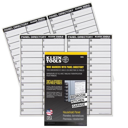 Klein Tools Wire Markers, Household Electric Panel w/Directory 56255