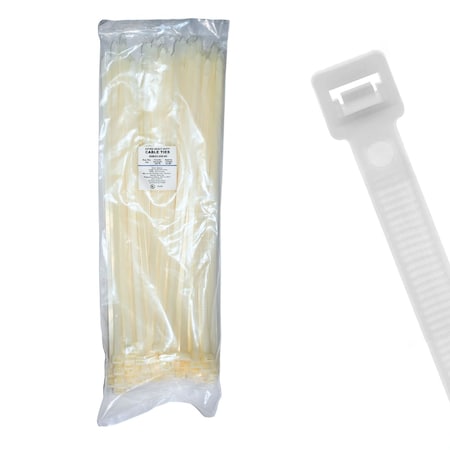 Cable Ties Unlimited Cable Tie, 23 in L, 250 lb Strength, 6.0 in Max Bundle Dia, Nylon 6/6, Natural, 100PK EHD23-250-9C