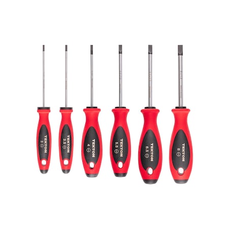 Tekton Slotted Screwdriver Set, 4 IN Shanks, 6-Piece, 3-8 mm DWS90001
