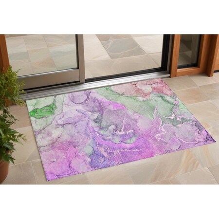 Homeroots 2' X 3' Purple Abstract Washable Non Skid Indoor Outdoor Area Rug 559186