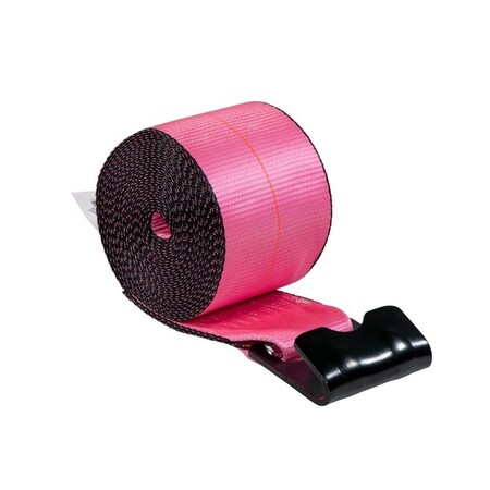 Mytee Products 4inx30ft Pink Winch Straps with Flat Hooks 5400 lbs WLL Heavy Duty Tie Down Straps WS430P