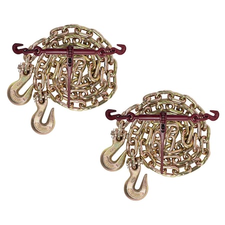 Mytee Products 3/8 16ft G70 Chain 2 & Ratchet Binder Boomer 2 Transport Chains, WLL 6600 Lbs 3816CHRBx2