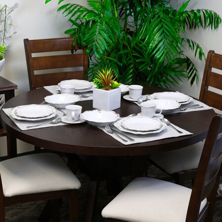 Elama Fleur De Lys 20-Piece Dinnerware Set in White ELM-FLEURDELYS-WHITE