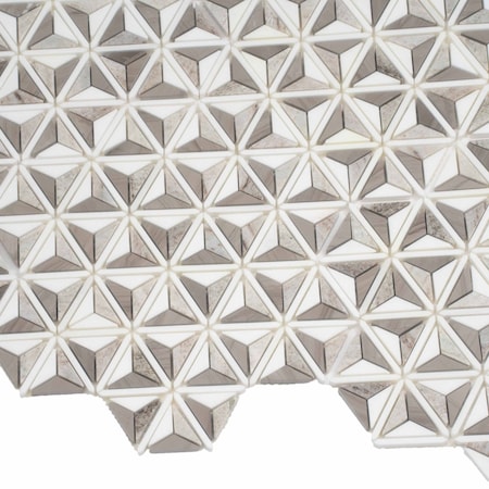 Apollo Tile Mirage 12x12 Warm Beige White Marble Mosaic 3D Pyramid Wall and Floor Tile (4.92 sq ft/case), 5PK APLSAH88IR06A