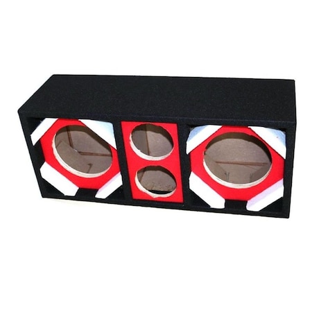 Betterbattery Empty Chuchera Speaker Enclosure for Two 6 in. Woofers Plus Two Tweeters, Red BE3245932