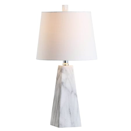 Jonathan Y Owen 20.5" Contemporary Resin LED Table Lamp, White Marble Finish JYL1037A