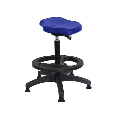 Blue Ridge Ergonomics Polyurethane Ray Sit-Stand with Black Foot Ring in Blue Polyurethane PRPHBST-RG-BF-RG-BLU