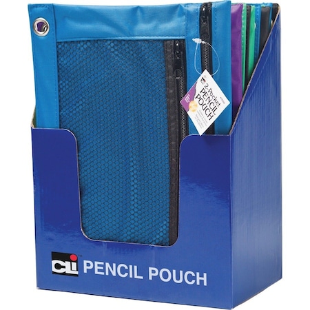 Charles Leonard Pencil Pouch, 2 Pocket, Assorted Colors, PK12 76350ST