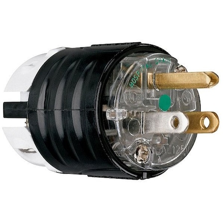 Pass & Seymour Straight Blade Plug, 5-15P, 15 A, 125V AC, 2 Pole, Screw Terminals, Grounded PS5266XHG