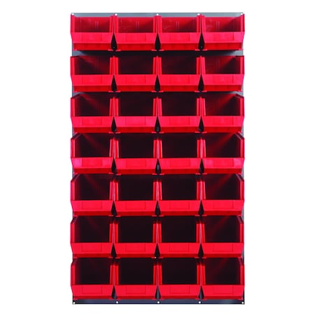 Quantum Storage Systems 36X61 GRAY LOUVERED PANEL WITH BINS RED QLP-3661-240-28RD