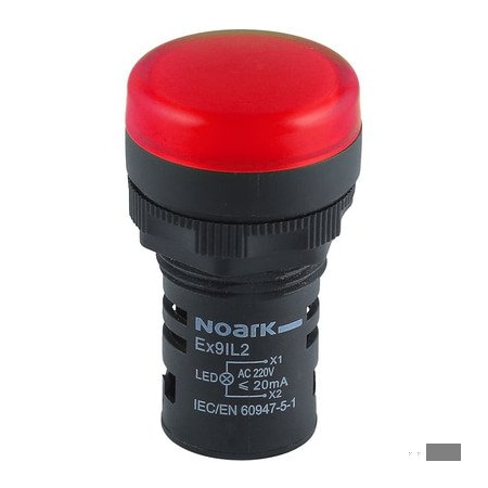 Noark High-brightness indicator light (neon) - Ex9IL - Round Curve - Red - 110/120Vac LED EX9IL2N4