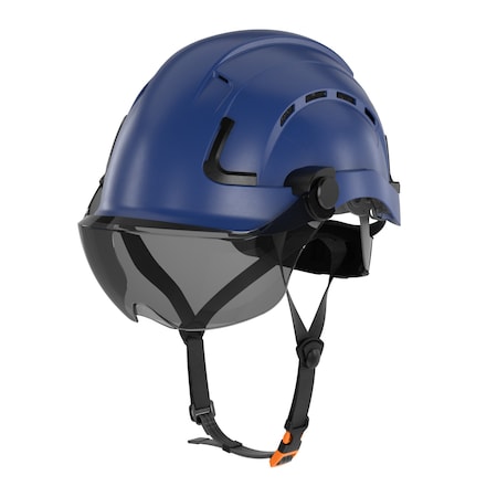 Defender Safety H2-CH Safety Helmet w/ Tinted Visor - Type 2 Class C, ANSI Z89 and EN12492 rated, Blue H2-CH-03DV