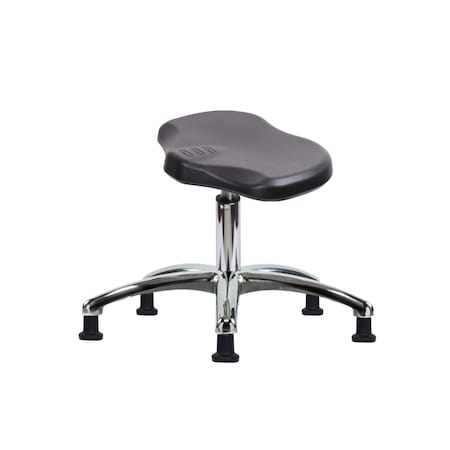 Blue Ridge Ergonomics Polyurethane ESD Ray Stool Chrome - Desk Height with ESD Stationary Glides in ESD Black Polyurethane ESD-PRPDHSL-CR-EG