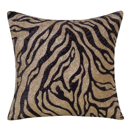 Homeroots 20" X 20" Gold Safari Animals Abstract Polyester Zippered Pillow With Beads 535231