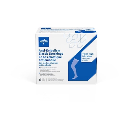 Medline Thigh High Anti-Embolism Stockings, Size L Short MDS160860H