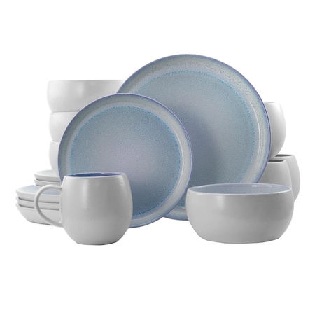 Fastfood Mocha Stoneware Dinnerware Set, Blue - 16 Piece FA3053566