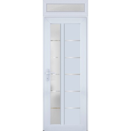 Vdomdoors Front Exterior Prehung uPVC Door Frosted Glass, Manux 8088 White Silk, W30" x H80+14", Right Inswing MANUX8088EXD-WS-W30 x H80+14-RH