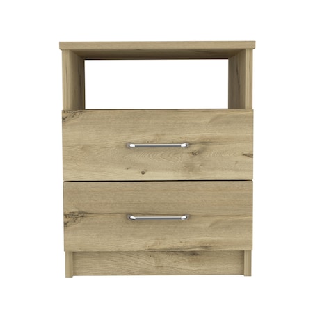 Homeroots 20" Oak Wood Two Drawer Nightstand 543678