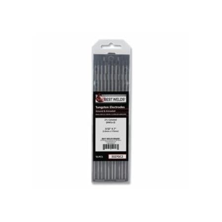 Best Welds 2% Ceriated Ground Tungsten Electrode, 3/32 in x 7 in, 10PK 900-3327GC2