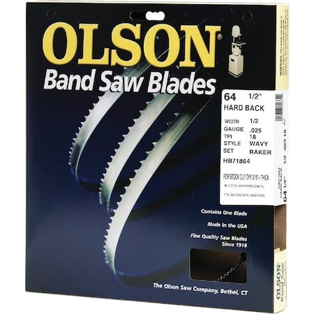 Olson 64-1/2'' x 1/2'' 18 TPI Wavy Hard Back Metal Cutting Band Saw Blade HB71864DB