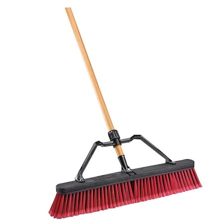Libman Push Broom, 4 in L Trim, 65 in L, Wood Handle 1292