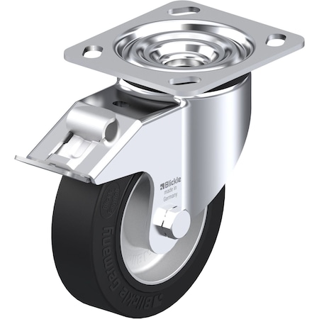 Blickle Swivel Plate Caster, TPR, 5", Brake LK-ALEV 125K-14-FI