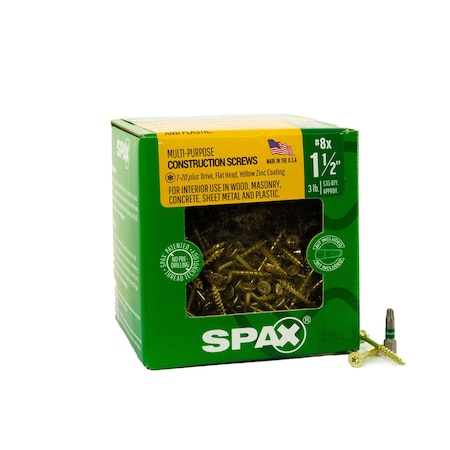 Spax #8 x 1-1/2 in Interior Wood Screws Construction Flat Head T-Star Plus 3 LB, 597PK 41910204004045