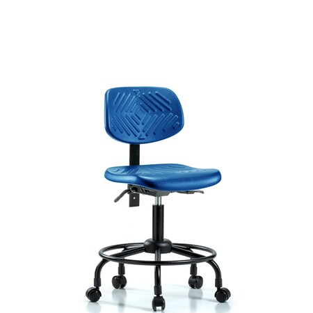 Blue Ridge Ergonomics Poly Chair Round Tube Base, Desk, Casters, Blue BR-PDHCH-RT-T0-A0-RC-BLU