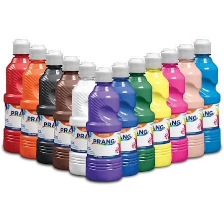 Prang Tempera Paint Set, Assorted Colors, 16 oz Bottles, Set of 12 21696