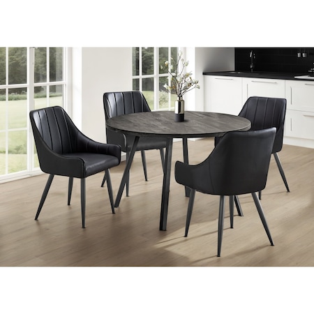 Monarch Specialties Dining Table - 48"Dia/ Black Reclaimed Wood / Black Metal I 1153